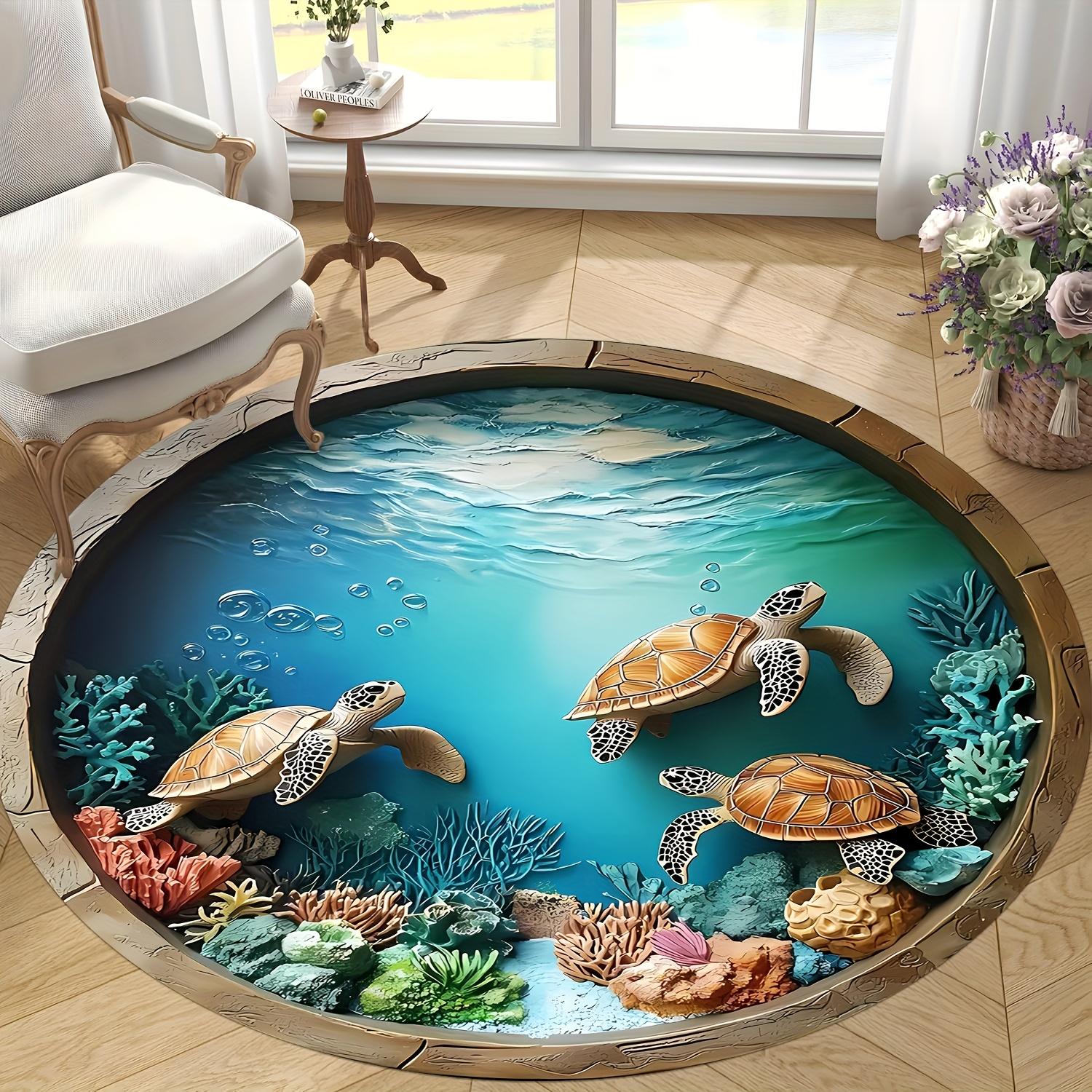 Vintage Sea Turtles Coral Round Rug, Washable Plush Flannel Mat for Living Room, Bedroom, Entryway Decor, Ocean Theme Diameter 60cm
Vintage Sea Turtles Coral Round Rug, Washable Plush Flannel Mat for Living Room, Bedroom, Entryway Decor, Ocean Theme Diameter 60cm