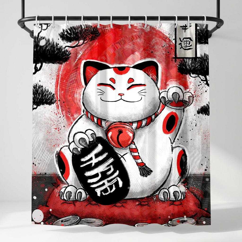 Lucky Beckoning Cat Shower Curtain - Creative Japanese Maneki Neko Art - Indoor Home Bathroom Decor Artistic Bath Curtain W60H190(CM)-1 Pcs
Lucky Beckoning Cat Shower Curtain - Creative Japanese Maneki Neko Art - Indoor Home Bathroom Decor Artistic Bath Curtain W60H190(CM)-1 Pcs