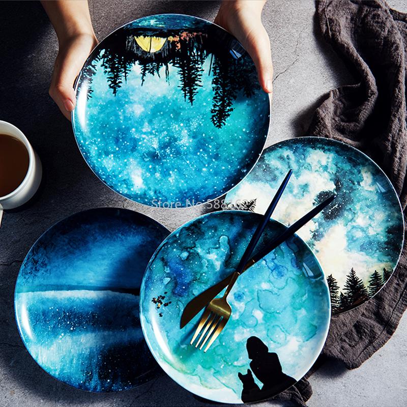 Nordic style 8 inch Night sky pattern Dinner Plate set Porcelain Dessert Snack Cake Dishes for Kitchen Decor Gift dinnerware
Nordic style 8 inch Night sky pattern Dinner Plate set Porcelain Dessert Snack Cake Dishes for Kitchen Decor Gift dinnerware