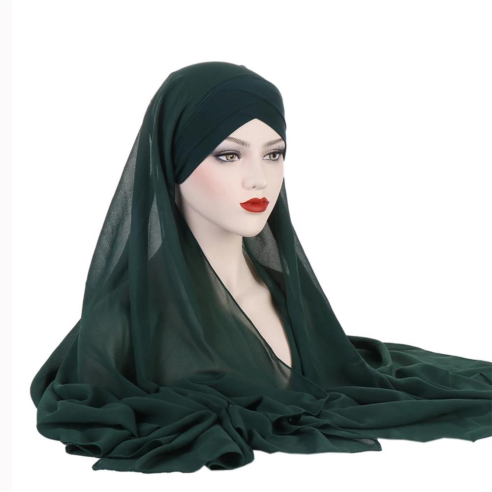Forehead Cross Hat with Chiffon Scarf Instant Hijab Underscarf Bonnet Cap Muslim Women Long Shawl Wrap Veil Amira Headscarf 1pc
Forehead Cross Hat with Chiffon Scarf Instant Hijab Underscarf Bonnet Cap Muslim Women Long Shawl Wrap Veil Amira Headscarf 1pc