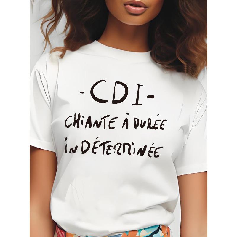 Women s French Letter Print T-Shirt Round Neck Short Sleeve Casual Daily Fashion Top 4XL білий
Women s French Letter Print T-Shirt Round Neck Short Sleeve Casual Daily Fashion Top 4XL білий