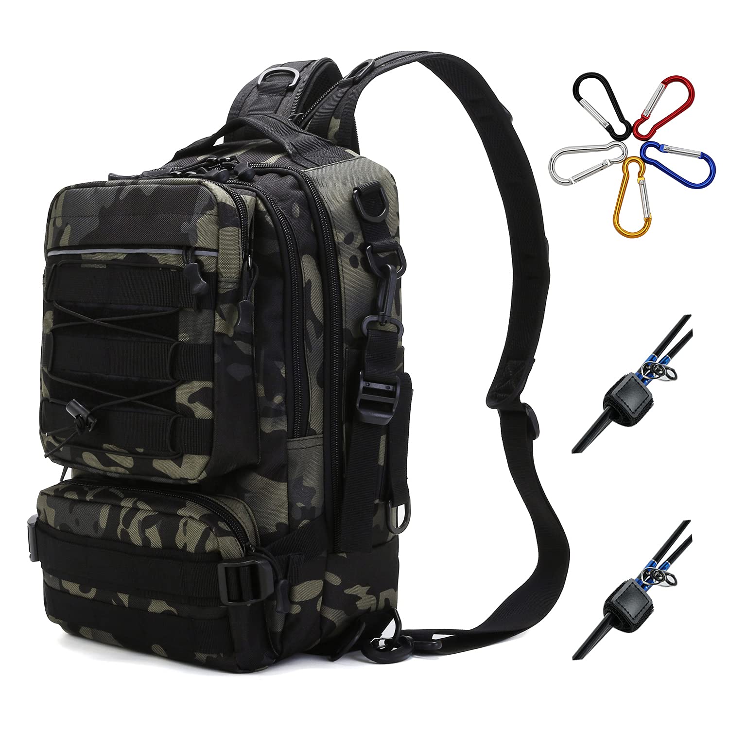 HAKAWAFLY 5-Way Waterproof Fishing Backpack, Multifunctional Fishing Bag, Large Capacity, Includes 1 Waist Belt, 4 Rod Straps, and 5 Carabiners,
HAKAWAFLY 5-Way Waterproof Fishing Backpack, Multifunctional Fishing Bag, Large Capacity, Includes 1 Waist Belt, 4 Rod Straps, and 5 Carabiners,