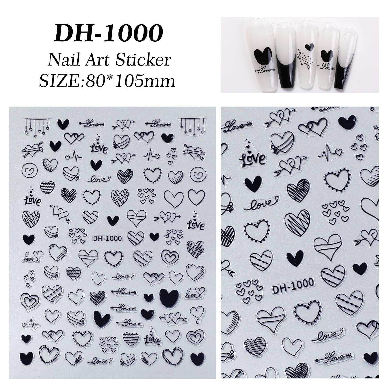 Japanese Style Black Heart Nail Art Stickers - Hand-Painted Hearts & Stripes Decals
Japanese Style Black Heart Nail Art Stickers - Hand-Painted Hearts & Stripes Decals