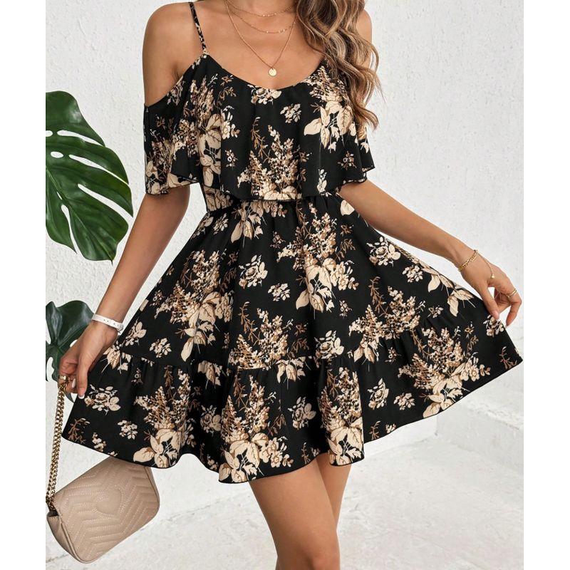 Summer New Western Style Black Temperament Print Strapless Sling Frill Short sleeve Dress Skirt DRESS Black L
Summer New Western Style Black Temperament Print Strapless Sling Frill Short sleeve Dress Skirt DRESS Black L