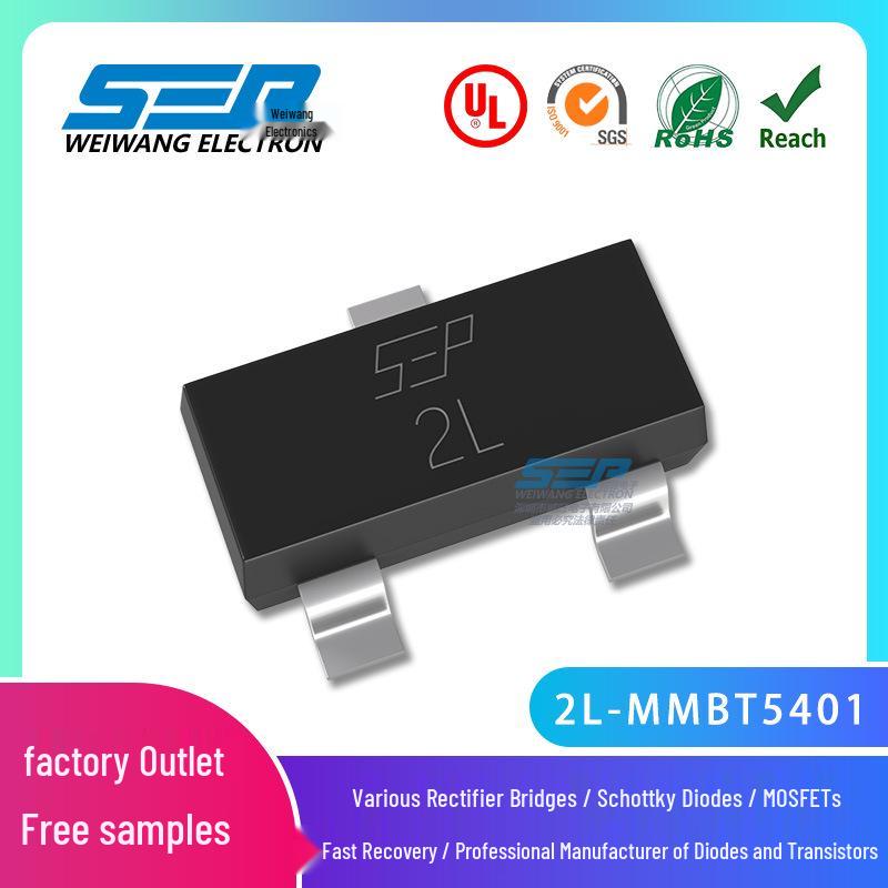 SEP Brand MMBT5401 2L SOT-23 NPN Transistor, 600mA, 160V, Surface Mount for Screen Printing
SEP Brand MMBT5401 2L SOT-23 NPN Transistor, 600mA, 160V, Surface Mount for Screen Printing