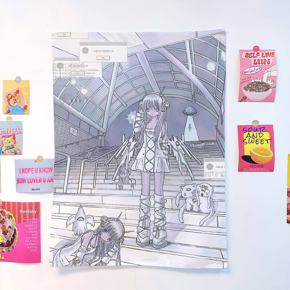 Cyberpunk Kawaii Anime Girl Tapestry Tech Code Angel Wings Wall Hanging Pastel Goth Bedroom Decor for Otaku 74x94cm(29x37in)
Cyberpunk Kawaii Anime Girl Tapestry Tech Code Angel Wings Wall Hanging Pastel Goth Bedroom Decor for Otaku 74x94cm(29x37in)