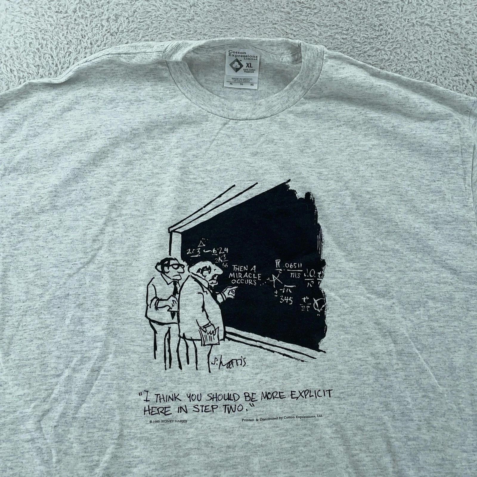 Vintage 80s Sidney Harris Math Joke Shirt Mens XL Gray Science Art Cartoon 1985 S
Vintage 80s Sidney Harris Math Joke Shirt Mens XL Gray Science Art Cartoon 1985 S