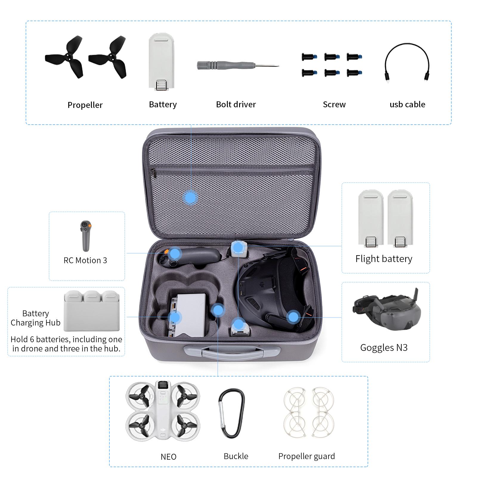 Storage Bag For DJI Neo Motion Fly More Combo Travel Box Carrying Case For DJI NEO Goggles N3/RC Motion 3 Drone Accessories сірий
Storage Bag For DJI Neo Motion Fly More Combo Travel Box Carrying Case For DJI NEO Goggles N3/RC Motion 3 Drone Accessories сірий