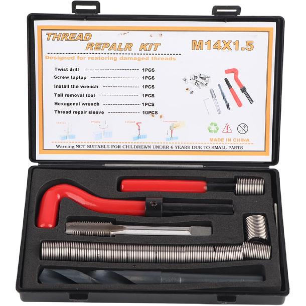 15Pcs Helicoil Thread Repair Kit, M14x1.5 Helicoil Kit Female Thread Repairing Accessory Assortment Kit Drill Helicoil Repair Kit
15Pcs Helicoil Thread Repair Kit, M14x1.5 Helicoil Kit Female Thread Repairing Accessory Assortment Kit Drill Helicoil Repair Kit