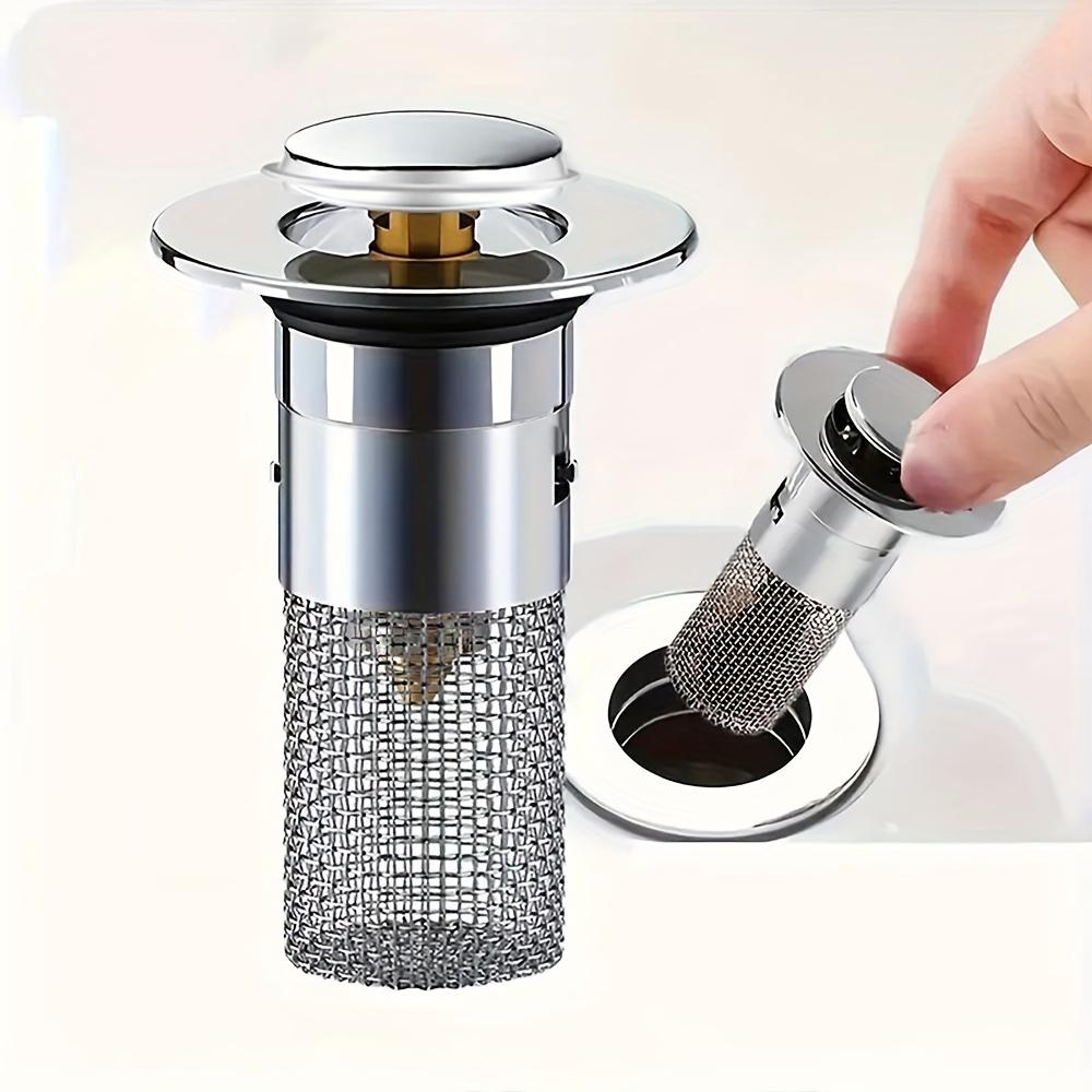 Stainless Steel Pop-Up Bathroom Sink Stopper with Built-In Mesh Filter - Anti-Odor, Clog-Proof Drain Plug for Kitchen and Bathroom Use (1-Pack)
Stainless Steel Pop-Up Bathroom Sink Stopper with Built-In Mesh Filter - Anti-Odor, Clog-Proof Drain Plug for Kitchen and Bathroom Use (1-Pack)