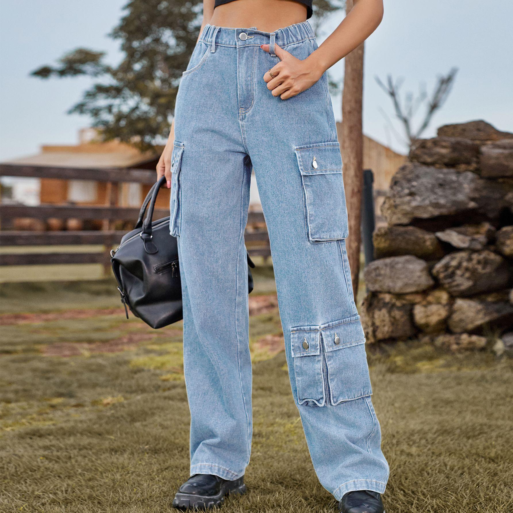 YYFS Жіночі модні джинсові повсякденні штани з кількома кишенями, штани та капрі XL світло-синій колір
YYFS Жіночі модні джинсові повсякденні штани з кількома кишенями, штани та капрі XL світло-синій колір