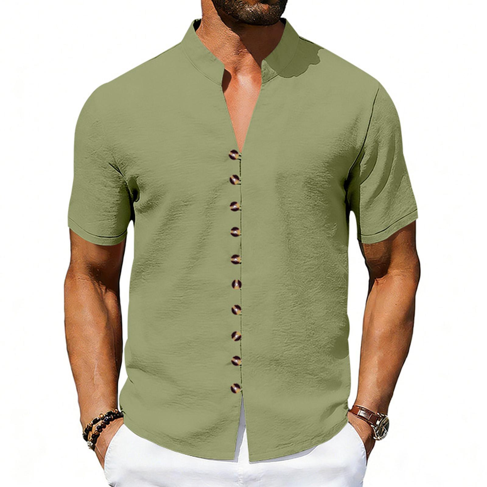 Men s Breathable Stand-up Collar Button-up Short-sleeve Shirt L
Men s Breathable Stand-up Collar Button-up Short-sleeve Shirt L