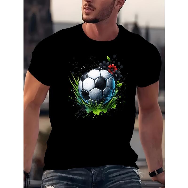 Men S T-Shirt Featuring a Black And White Soccer Design on Green Grass with Black, Yellow, And White Floral Artistic Decorations 4XL
Men S T-Shirt Featuring a Black And White Soccer Design on Green Grass with Black, Yellow, And White Floral Artistic Decorations 4XL