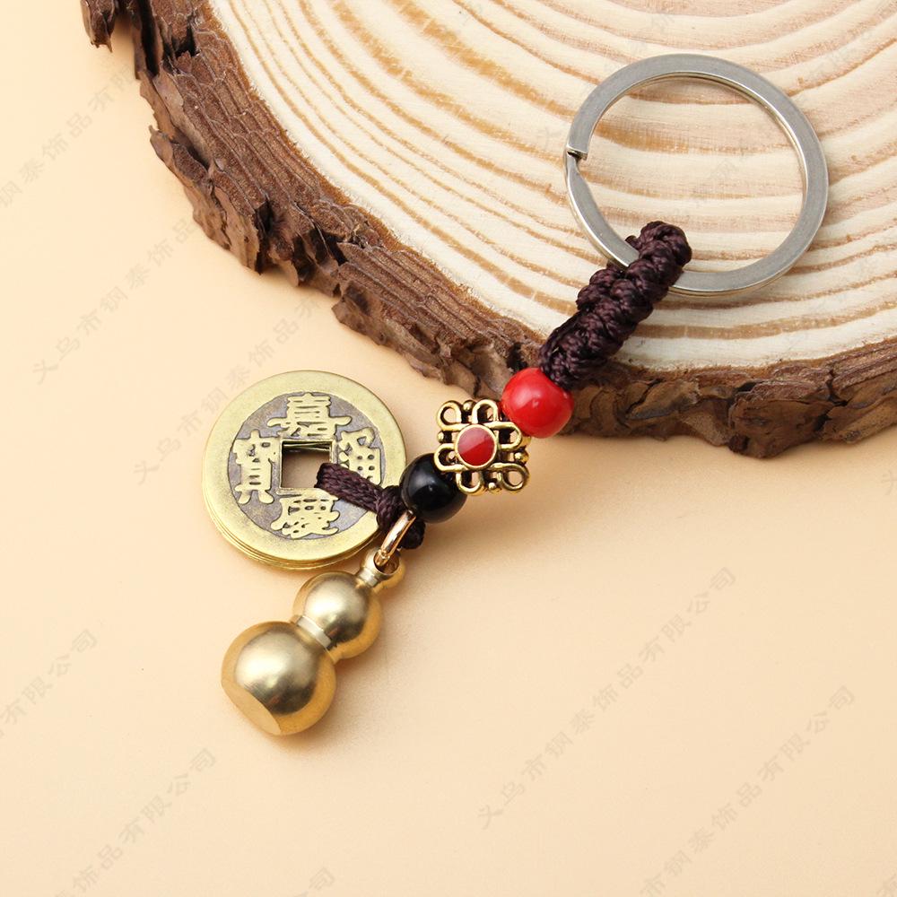 Openable Brass Gourd Keychain with Five Emperors Coins
Openable Brass Gourd Keychain with Five Emperors Coins