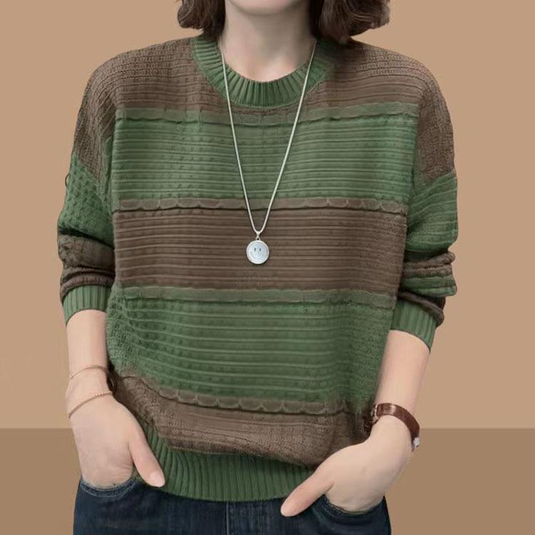 Полосатый вязаный свитер для женщин среднего возраста, повседневный свитер на раннюю осень для женщин 3XL зелёный
Полосатый вязаный свитер для женщин среднего возраста, повседневный свитер на раннюю осень для женщин 3XL зелёный