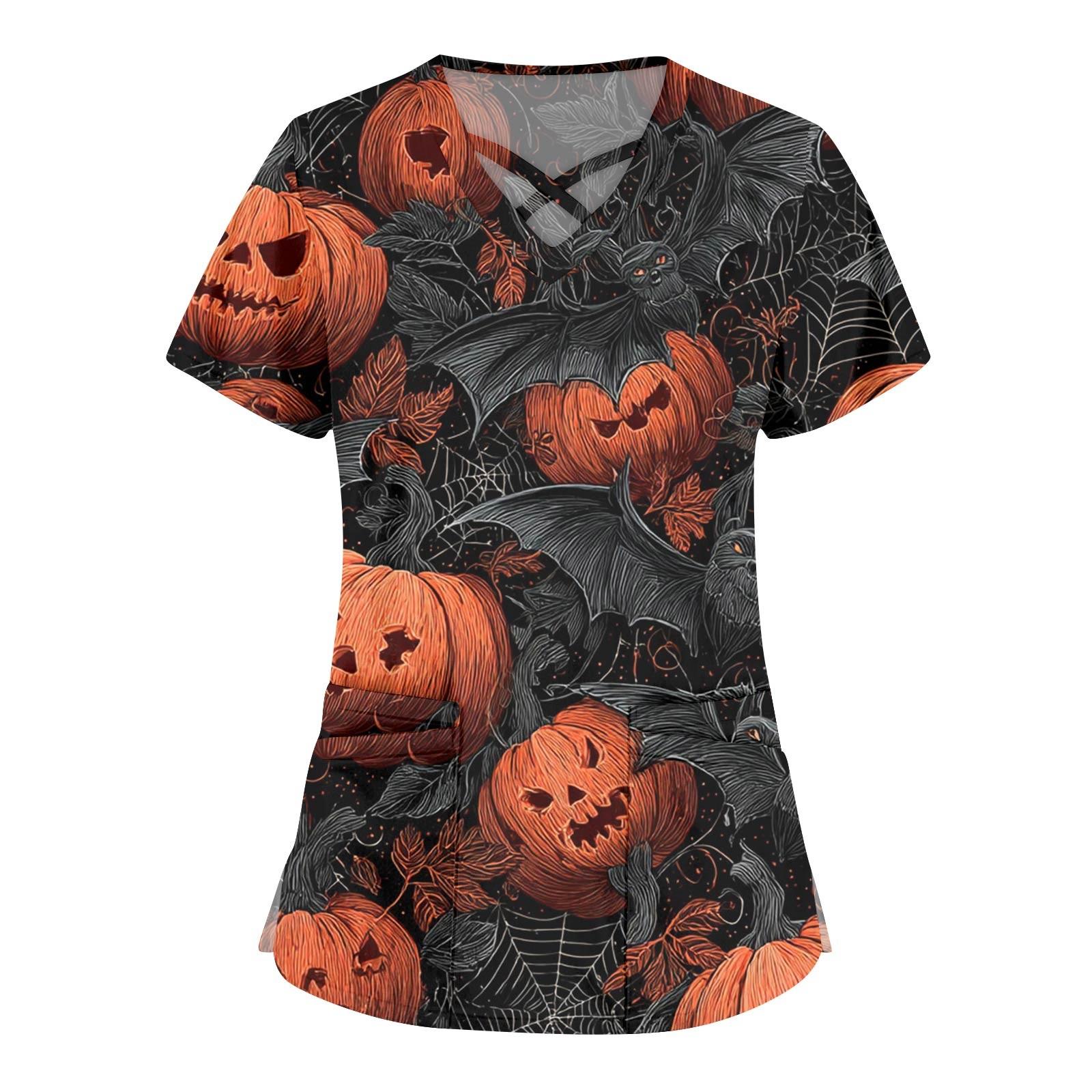 Женская мода Комбинезоны с перекрестным V-образным вырезом и короткими рукавами Двойные карманы Топы с принтом на Хэллоуин Униформа M
Женская мода Комбинезоны с перекрестным V-образным вырезом и короткими рукавами Двойные карманы Топы с принтом на Хэллоуин Униформа M