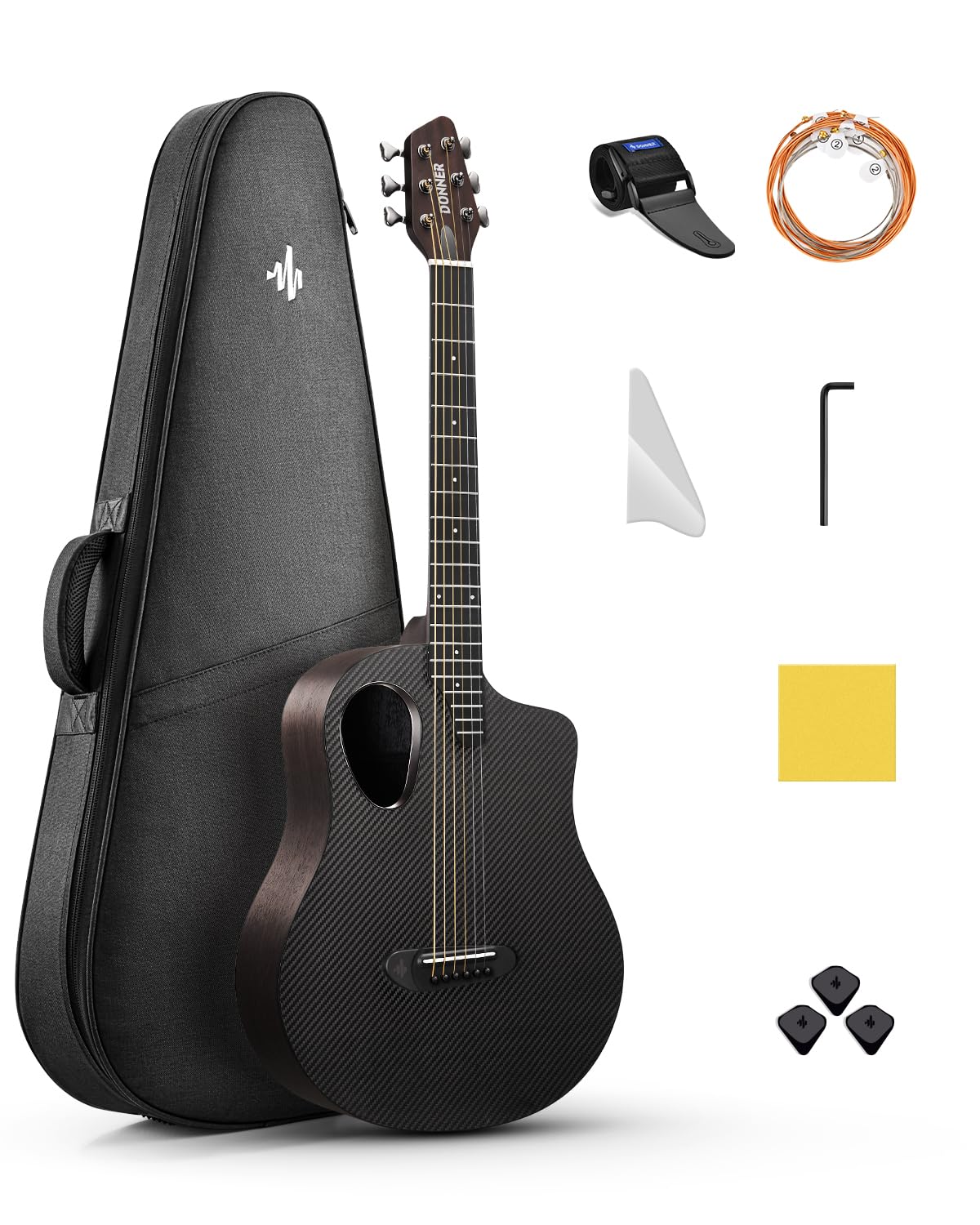 Donner Acoustic Guitar Carbon Fiber 38 Inch Durable Travel Steel String Acoustic Guitar Black RISING-C1 чёрный
Donner Acoustic Guitar Carbon Fiber 38 Inch Durable Travel Steel String Acoustic Guitar Black RISING-C1 чёрный