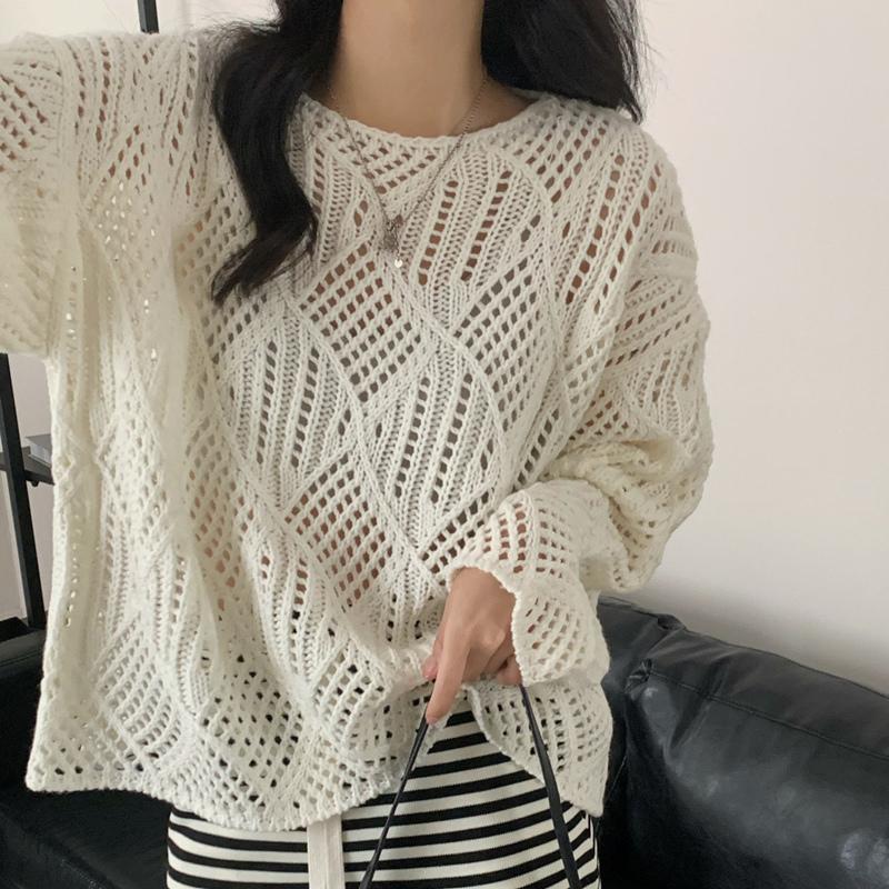 Fashion Long Sleeve Hollow Out Knitted Women Blouse O Neck Loose Simple Office Pullover Thin Sweater Spring Summer Casual Solid Color Cover Up Shirt One Size білий
Fashion Long Sleeve Hollow Out Knitted Women Blouse O Neck Loose Simple Office Pullover Thin Sweater Spring Summer Casual Solid Color Cover Up Shirt One Size білий