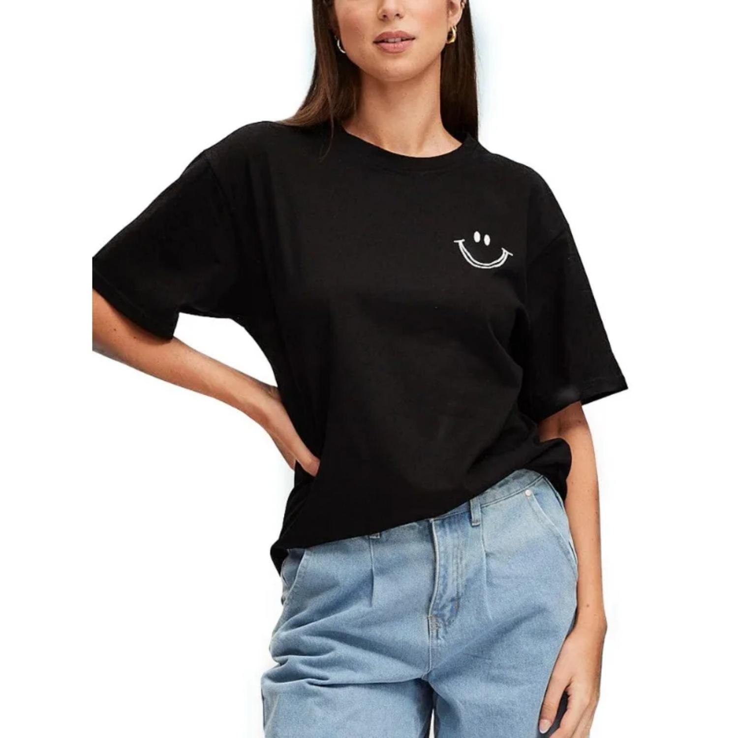 2024 Spring and Summer New Women s Smile Pattern T-shirt Plus Size Casual Loose Short-sleeved Tops Fashion Cotton Casual Tops S чёрный
2024 Spring and Summer New Women s Smile Pattern T-shirt Plus Size Casual Loose Short-sleeved Tops Fashion Cotton Casual Tops S чёрный