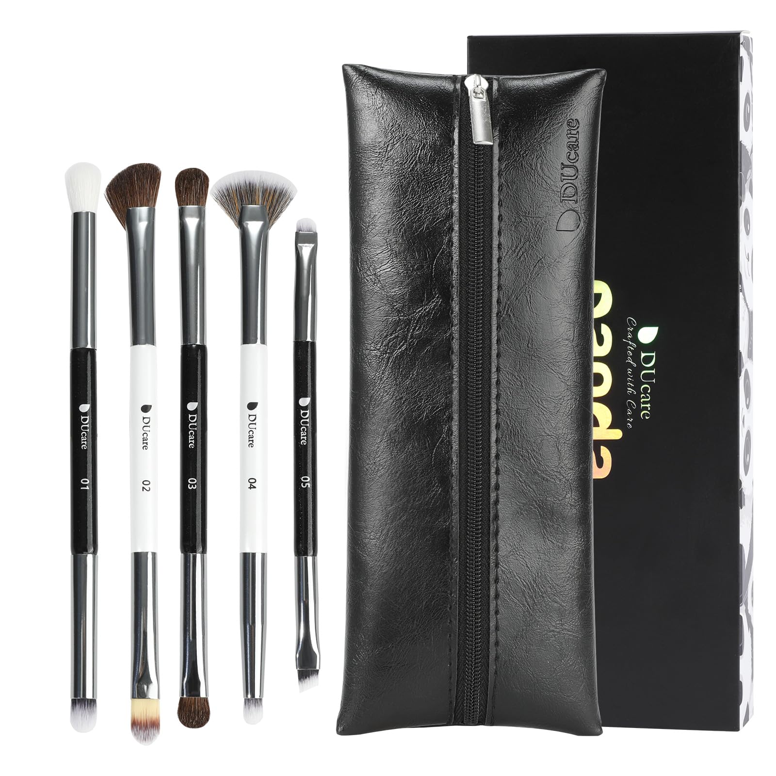 DUcare Eyeshadow Brush Set Dedicated eye makeup made with natural makeup brushes for creating captivating Black 1063 (5 pieces) - brushes, horsehair, чорний
DUcare Eyeshadow Brush Set Dedicated eye makeup made with natural makeup brushes for creating captivating Black 1063 (5 pieces) - brushes, horsehair, чорний