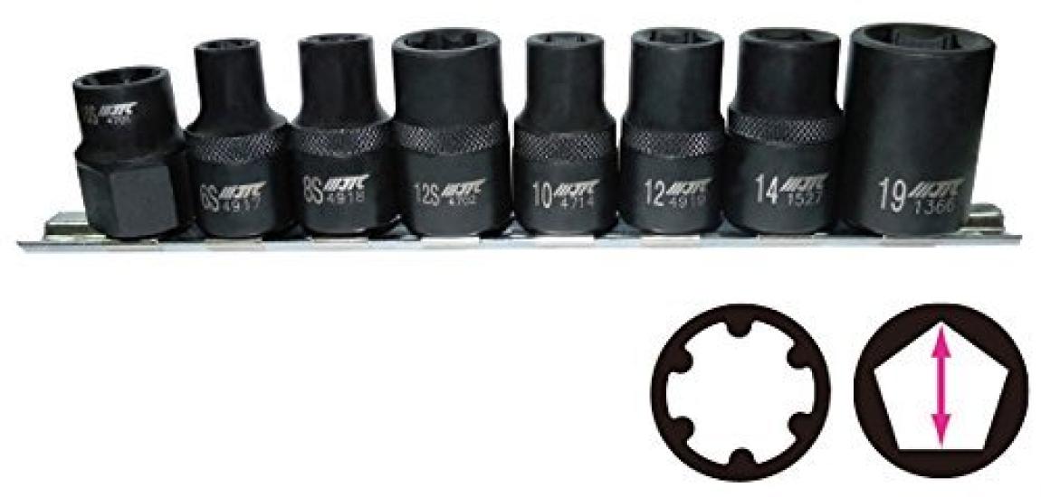 JTC Special Pentagon Ribbed Socket Set of 8 Five-Point (JTC4917S)
JTC Special Pentagon Ribbed Socket Set of 8 Five-Point (JTC4917S)