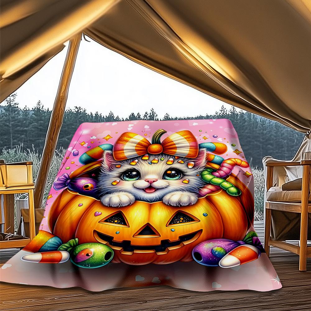 1pc Pumpkin Cat Candy Throw Blanket Polyester Fiber, Lightweight Flannel, Soft & Warm, All Season Use for Outdoor, Camping Digital Print 80x120cm
1pc Pumpkin Cat Candy Throw Blanket Polyester Fiber, Lightweight Flannel, Soft & Warm, All Season Use for Outdoor, Camping Digital Print 80x120cm
