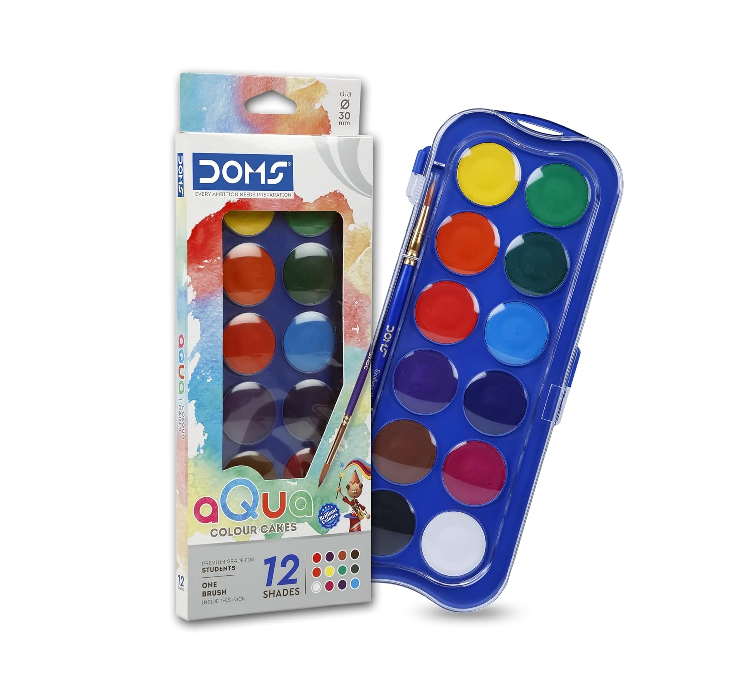 Doms 12 Shades Water Colour Cakes Set 30mm For Kids Painting School Art Non Toxic Free Brush Pack Of 1 India
Doms 12 Shades Water Colour Cakes Set 30mm For Kids Painting School Art Non Toxic Free Brush Pack Of 1 India