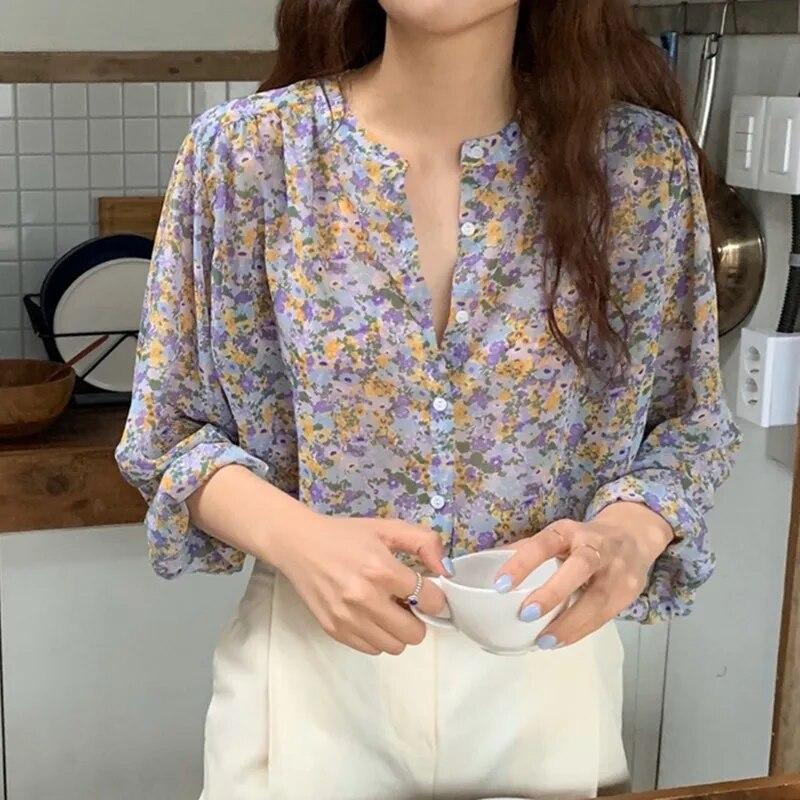Женские однобортные свободные шифоновые блузки с длинным рукавом и цветочным принтом с круглым вырезом для отдыха One Size
Женские однобортные свободные шифоновые блузки с длинным рукавом и цветочным принтом с круглым вырезом для отдыха One Size
