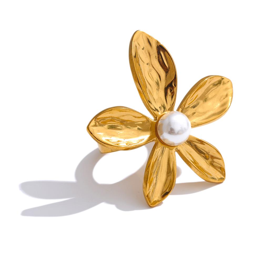 Yhpup Fashion Stainless Steel Metal Flower Pearl Stud Earrings Open Ring 18K PVD Plated Waterproof Charm Daily Jewelry Gift
Yhpup Fashion Stainless Steel Metal Flower Pearl Stud Earrings Open Ring 18K PVD Plated Waterproof Charm Daily Jewelry Gift