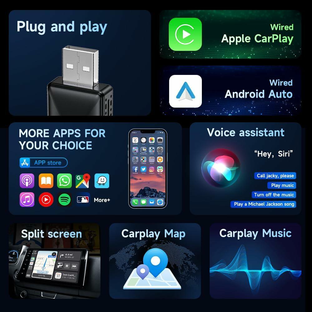 R5051 2 In 1 Android Auto CarPlay Adapter Bluetooth-Compatible/Wifi Smart Wireless USB Dongle with Type C Converter Type A
R5051 2 In 1 Android Auto CarPlay Adapter Bluetooth-Compatible/Wifi Smart Wireless USB Dongle with Type C Converter Type A