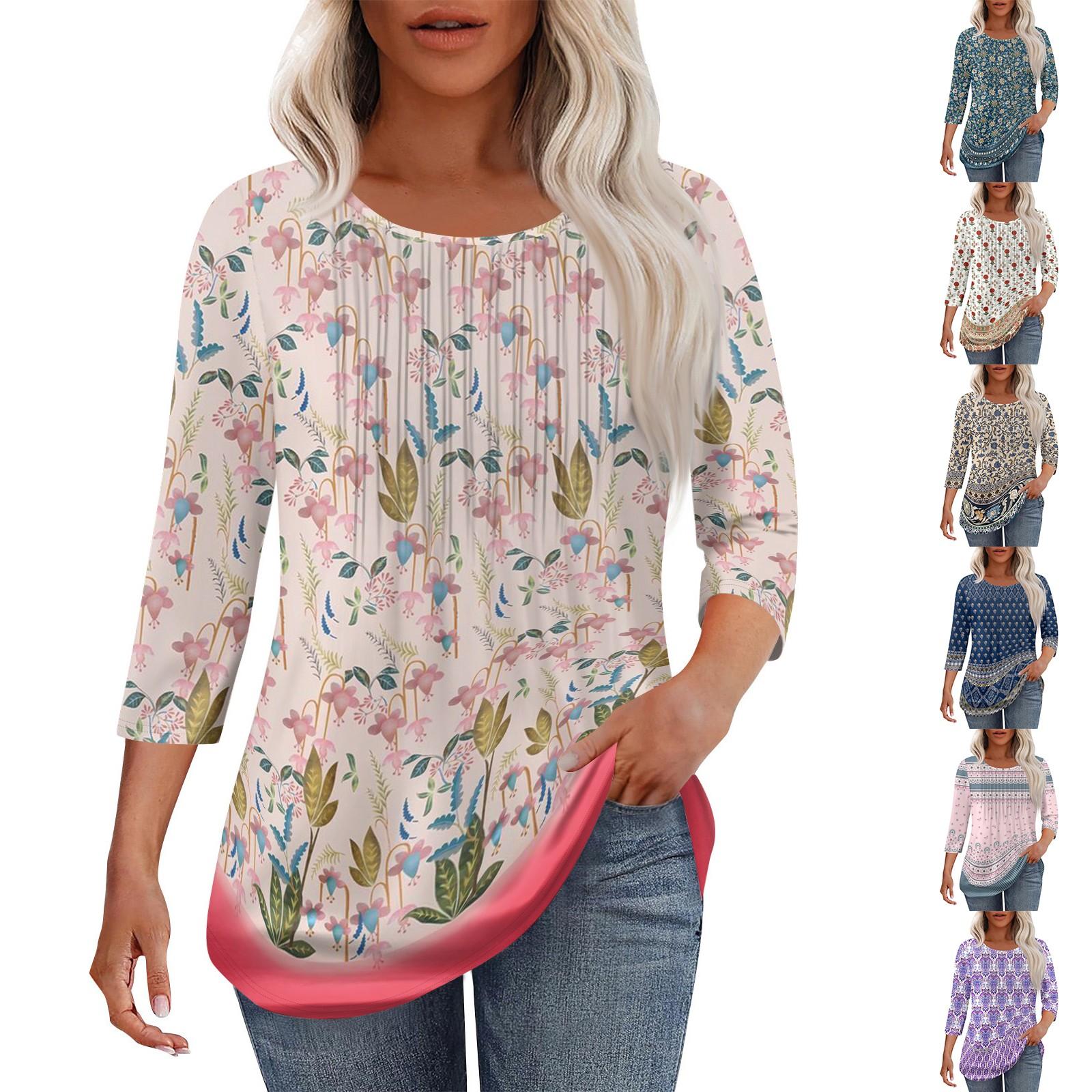 Women s Fashionable Casual Pleated Round Neck Casual Floral Print Seven Quarter Sleeved T-shirt Top L бежевий
Women s Fashionable Casual Pleated Round Neck Casual Floral Print Seven Quarter Sleeved T-shirt Top L бежевий