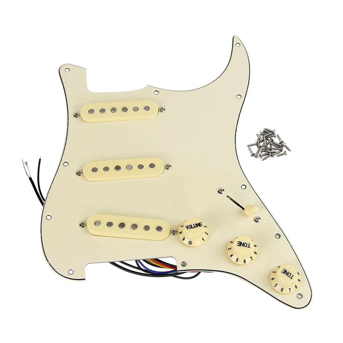 FLEOR Alnico 5 Loaded Pickguard SSS Prewired Guitar Pickguard Staggered Single Coil Pickups 50/50/52mm for FD ST Guitar
FLEOR Alnico 5 Loaded Pickguard SSS Prewired Guitar Pickguard Staggered Single Coil Pickups 50/50/52mm for FD ST Guitar