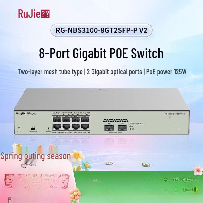 Ruijie 8-Port Gigabit Layer 2 Managed PoE+ Switch
Ruijie 8-Port Gigabit Layer 2 Managed PoE+ Switch