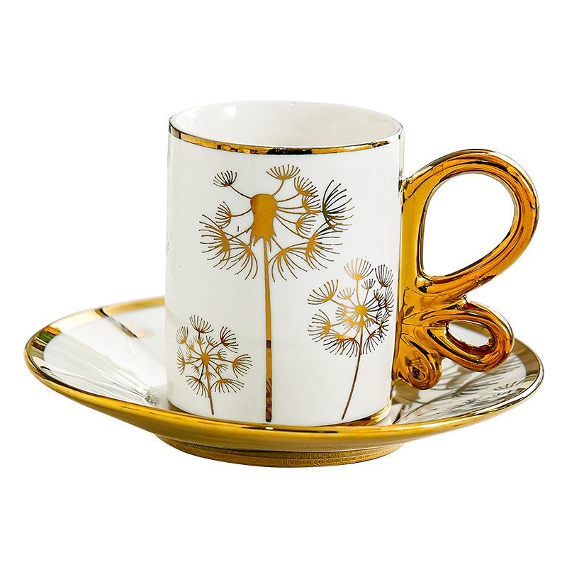 Nordic Golden Dandelion Ceramic Coffee Cups with Dish Vintage Office Mug Gold Edged Afternoon Tea Cup Set Household Drinkware 100ml
Nordic Golden Dandelion Ceramic Coffee Cups with Dish Vintage Office Mug Gold Edged Afternoon Tea Cup Set Household Drinkware 100ml