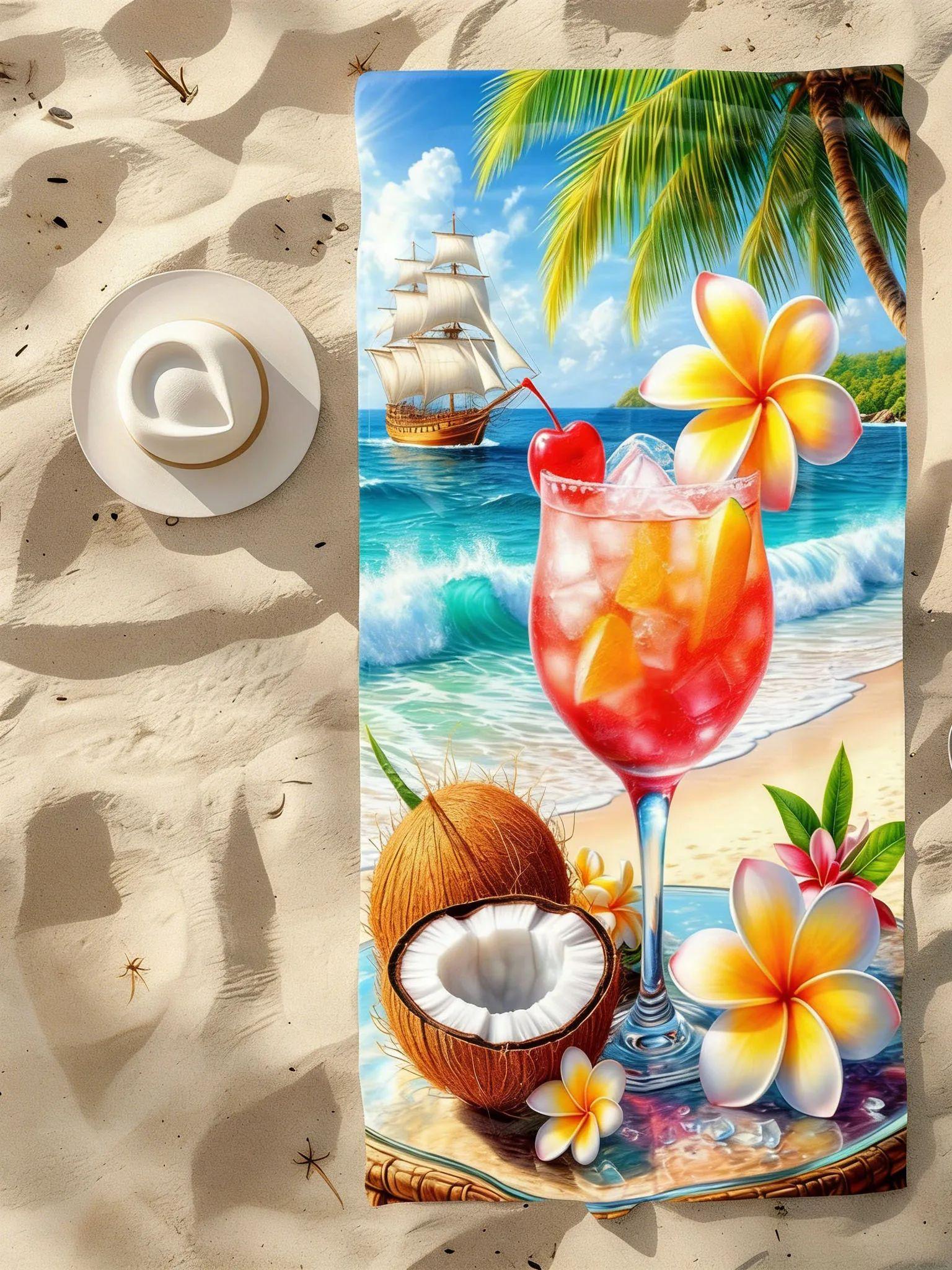 1pc Tropical Fruit Drink Beach Towel Super Absorbent Suitable for Beach Vacation Pool Summer Gift for Friends W30*H60(CM)
1pc Tropical Fruit Drink Beach Towel Super Absorbent Suitable for Beach Vacation Pool Summer Gift for Friends W30*H60(CM)