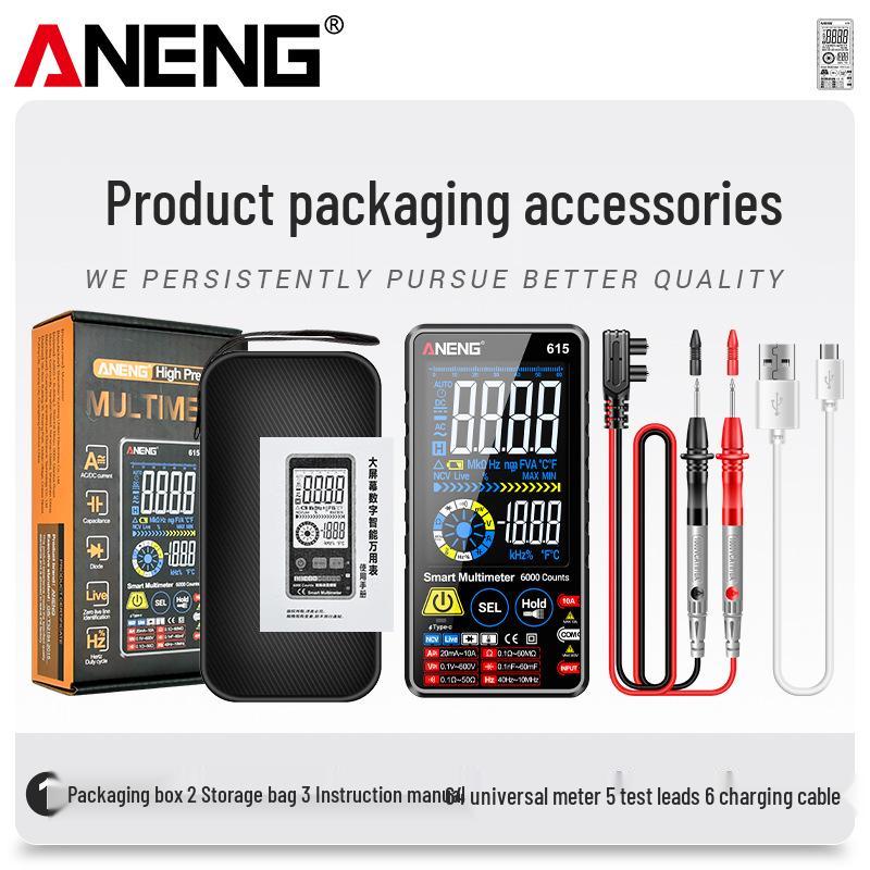 ANENG Smart Voice Multimeter with Touchscreen & Color Display for Electricians - Model 615/617
ANENG Smart Voice Multimeter with Touchscreen & Color Display for Electricians - Model 615/617