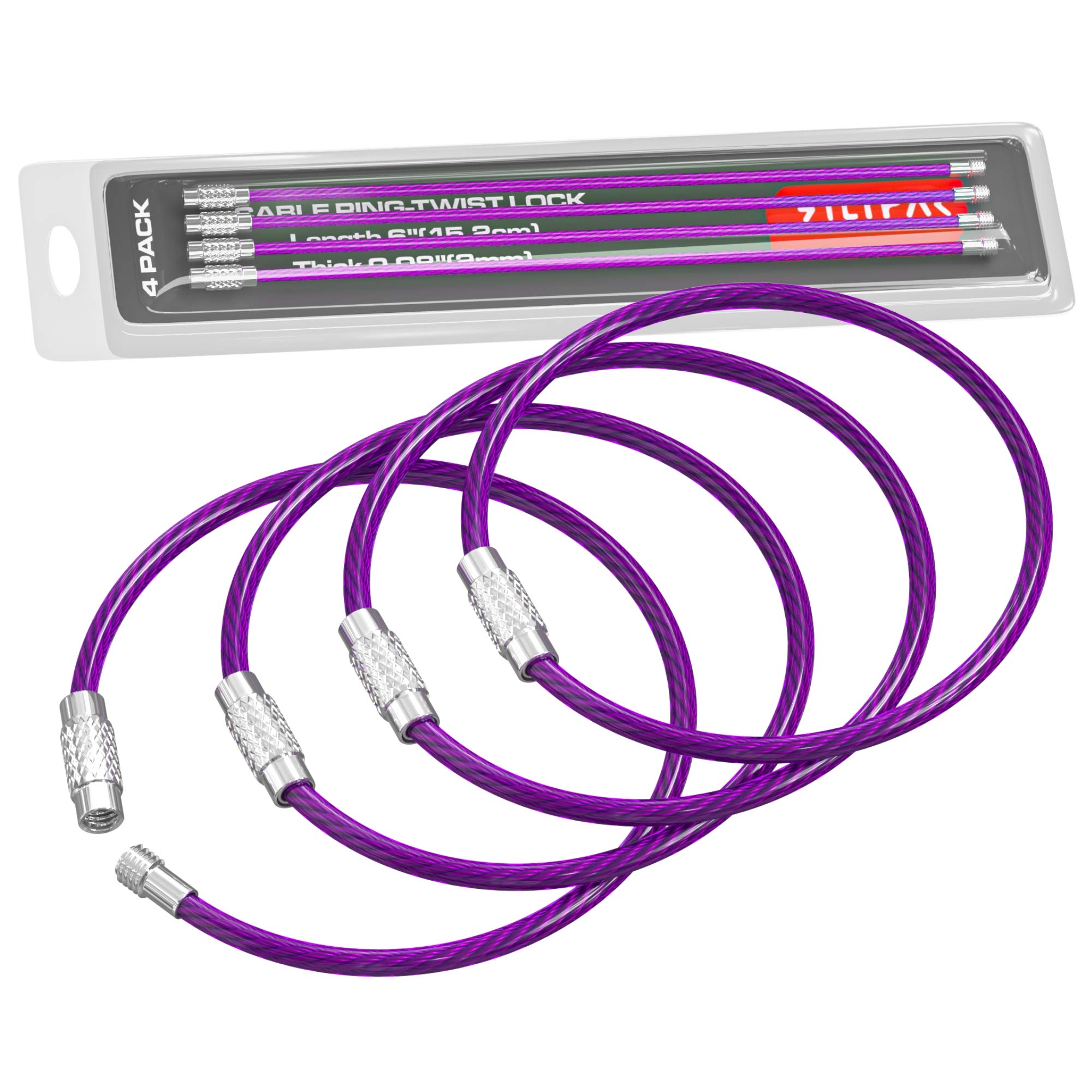 Large Key Ring Cable Wire Car Key Chain Key Ring Loop Heavy Duty Tag Keeper Tough Binding Carabiner Ring, Purple, 4pcs
Large Key Ring Cable Wire Car Key Chain Key Ring Loop Heavy Duty Tag Keeper Tough Binding Carabiner Ring, Purple, 4pcs