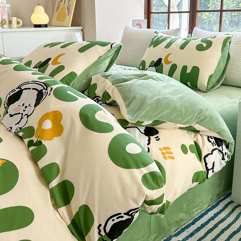 Soft Sleep Bedding Set Duvet Cover Set: 1 Duvet Cover (Cotton A-Side) + 2 Pillowcases, Flannel B-Side - Merges Comfort & Warm 150x200cm(59x79 in)
Soft Sleep Bedding Set Duvet Cover Set: 1 Duvet Cover (Cotton A-Side) + 2 Pillowcases, Flannel B-Side - Merges Comfort & Warm 150x200cm(59x79 in)