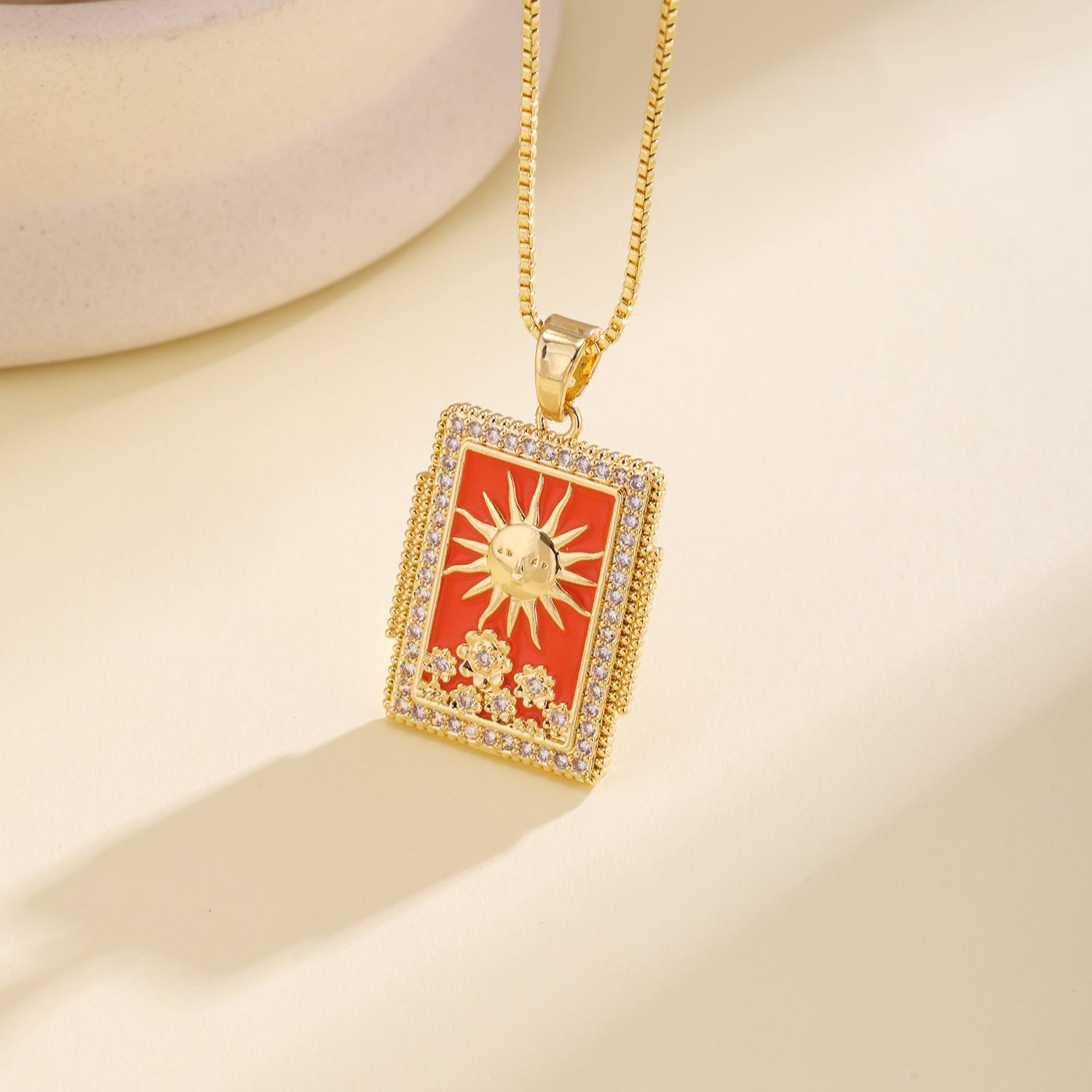Nidin Fashion Orange Enamel Cactus Sun Pendant Necklace Chain With Crystal Border Boho Western Desert Jewelry For Women Girls
Nidin Fashion Orange Enamel Cactus Sun Pendant Necklace Chain With Crystal Border Boho Western Desert Jewelry For Women Girls