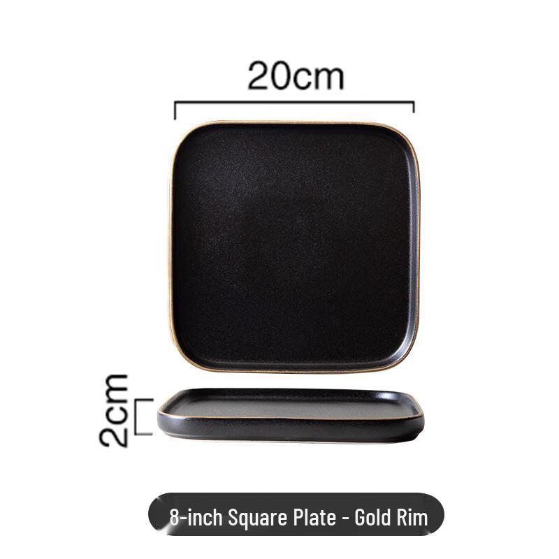 8-inch Frosted Black Ceramic Dinner Plate with Gold Rim
8-inch Frosted Black Ceramic Dinner Plate with Gold Rim