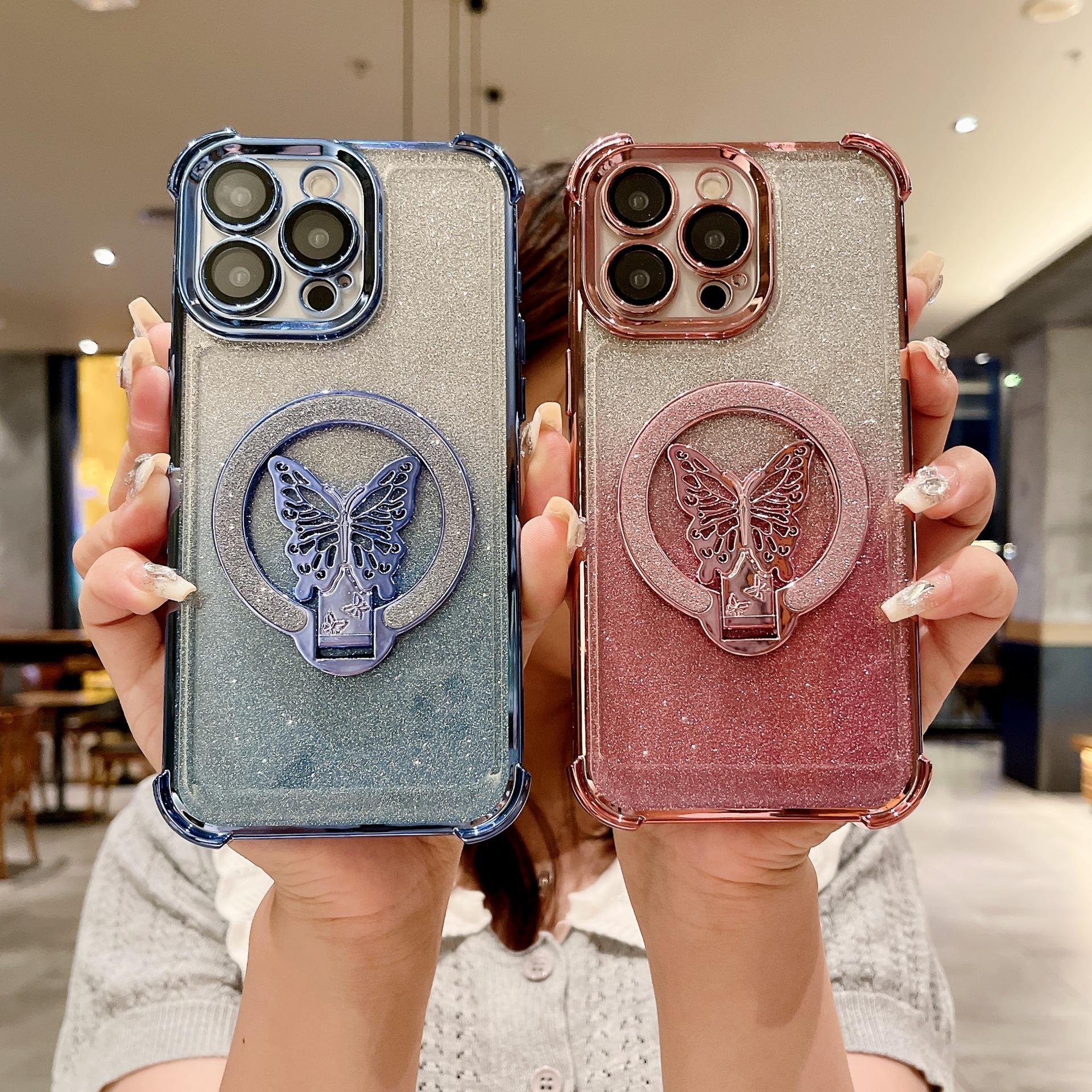 Applicable To IPhone16 Mobile Phone Case Magnetic Flash Powder Butterfly Stand 14 Apple 15 Four Corner Airbag Anti-fall Cover iPhone16
Applicable To IPhone16 Mobile Phone Case Magnetic Flash Powder Butterfly Stand 14 Apple 15 Four Corner Airbag Anti-fall Cover iPhone16