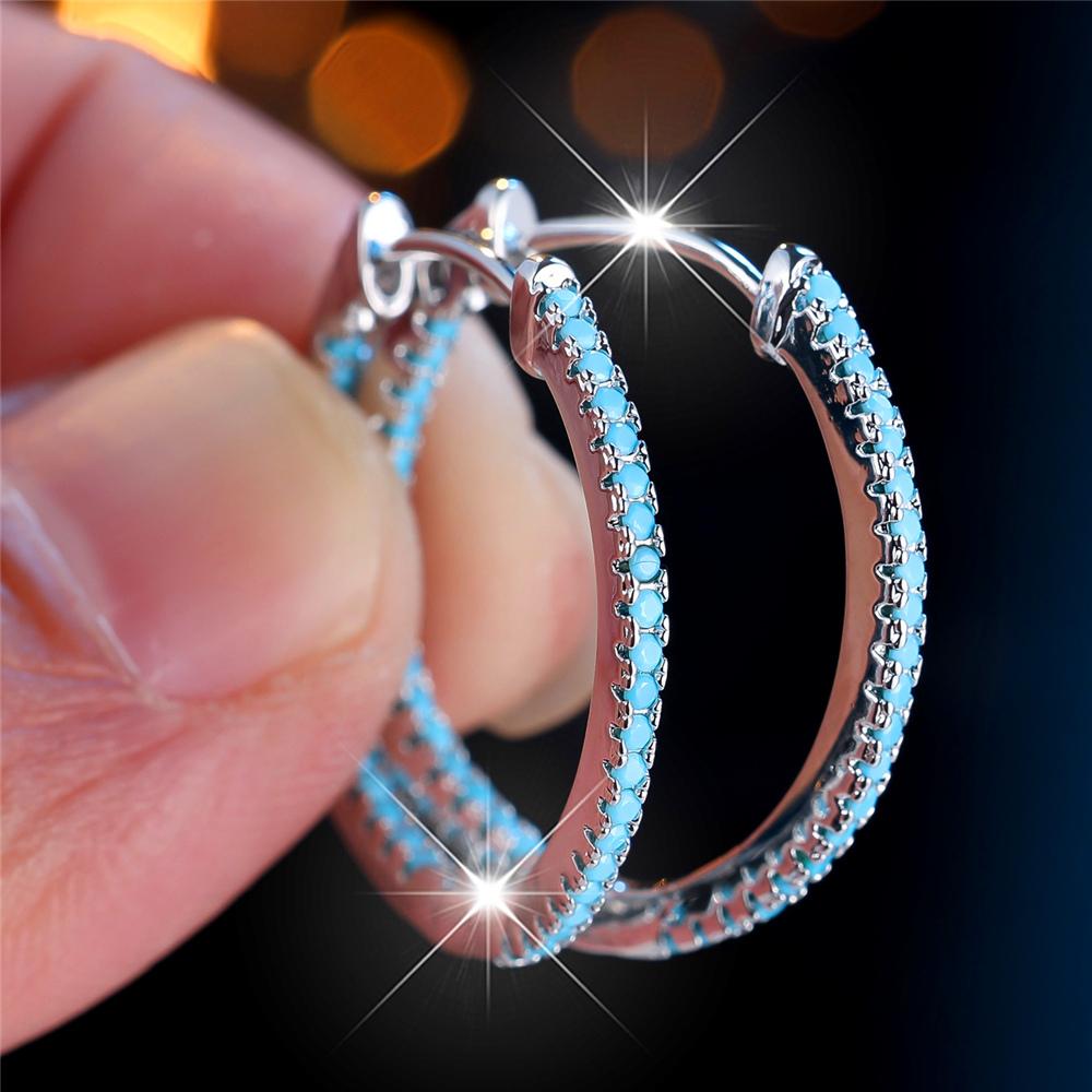 Luxury Female Small Turquoise Stone Hoop Earrings Fashion Silver Color Wedding Jewelry For Women
Luxury Female Small Turquoise Stone Hoop Earrings Fashion Silver Color Wedding Jewelry For Women