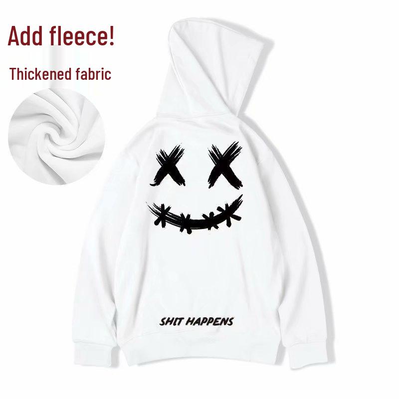 Plus Size Smiley Face Hoodie - Hong Kong Style Ghost Print for Autumn/Winter 7XL білий
Plus Size Smiley Face Hoodie - Hong Kong Style Ghost Print for Autumn/Winter 7XL білий
