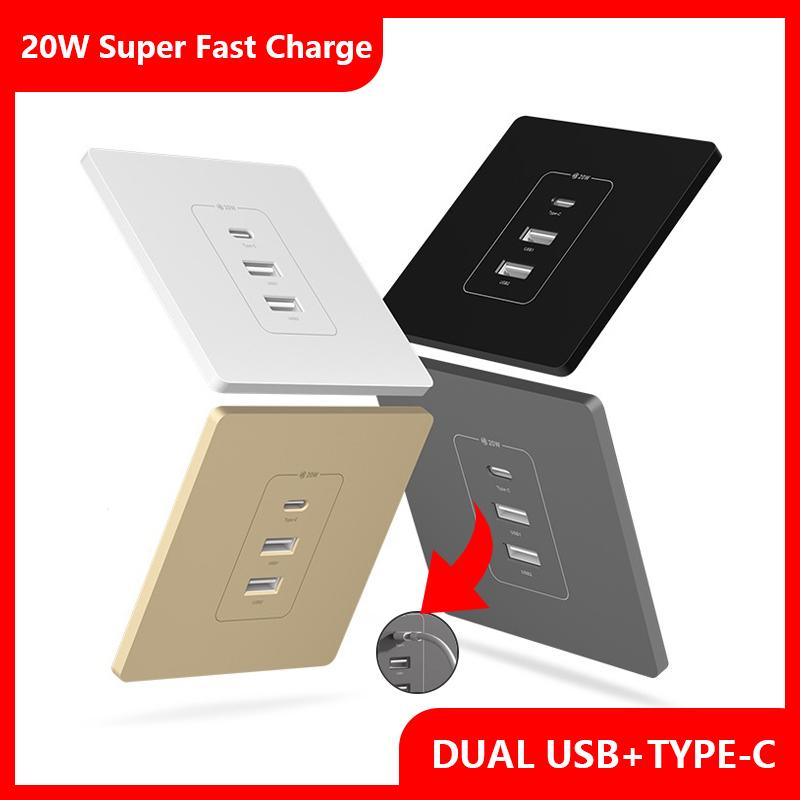 Universal 20W Super Fast Smart Charge Type C USB Port Glass Plastic Power Wall Socket Plug,Quick Charge Adapter Dual USB Socket Black PC
Universal 20W Super Fast Smart Charge Type C USB Port Glass Plastic Power Wall Socket Plug,Quick Charge Adapter Dual USB Socket Black PC