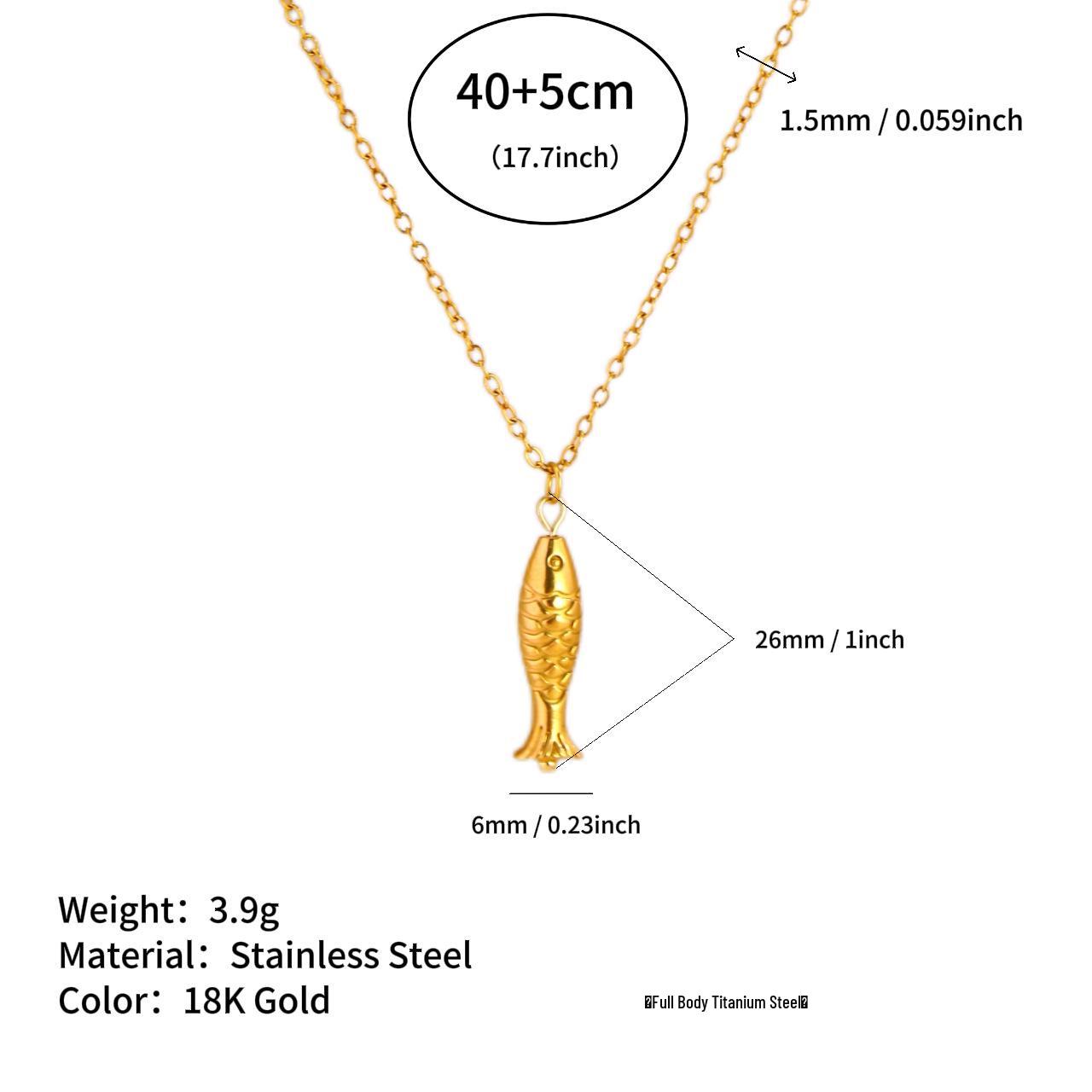 Европейская и американская подвеска-кулон Кои из титановой стали с 18-каратным золотым покрытием - Цепочка для ключицы из нержавеющей стали для удачи
Европейская и американская подвеска-кулон Кои из титановой стали с 18-каратным золотым покрытием - Цепочка для ключицы из нержавеющей стали для удачи