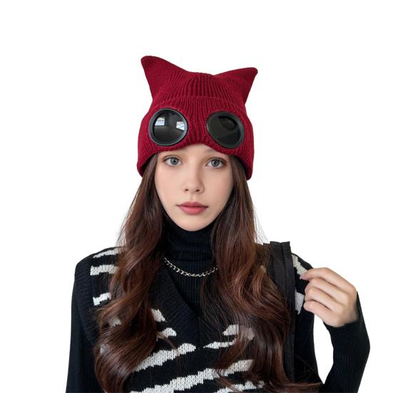 Зимняя женская шапка с изображением кошечки, однотонная, с очками, с декором в виде мяча, шапка-демон, ветрозащитная, эластичная, нескользящая, теплая, головной убор вино красного
Зимняя женская шапка с изображением кошечки, однотонная, с очками, с декором в виде мяча, шапка-демон, ветрозащитная, эластичная, нескользящая, теплая, головной убор вино красного