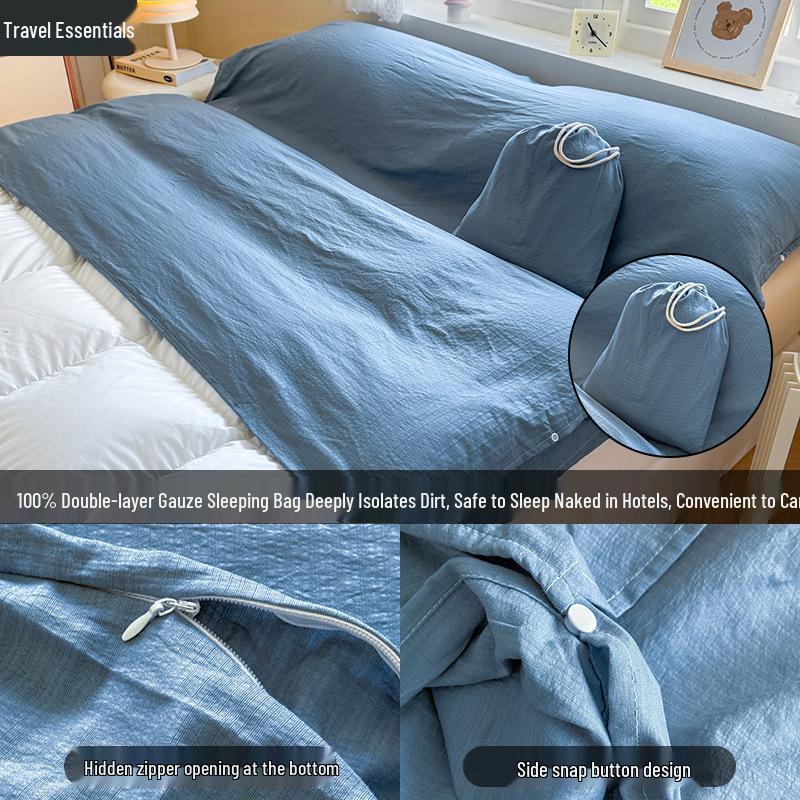 Class A Double-Layer Gauze Anti-Stain Travel Sheet & Portable Hotel Sleeping Bag Set 80x210cm
Class A Double-Layer Gauze Anti-Stain Travel Sheet & Portable Hotel Sleeping Bag Set 80x210cm