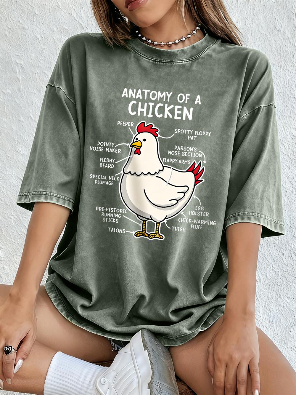 Anatomy Of A Chicken Printing Washed TShirt Women Cotton Oversized Tops ONeck Comfortable Distressed T Shirt Summer Clothes S
Anatomy Of A Chicken Printing Washed TShirt Women Cotton Oversized Tops ONeck Comfortable Distressed T Shirt Summer Clothes S