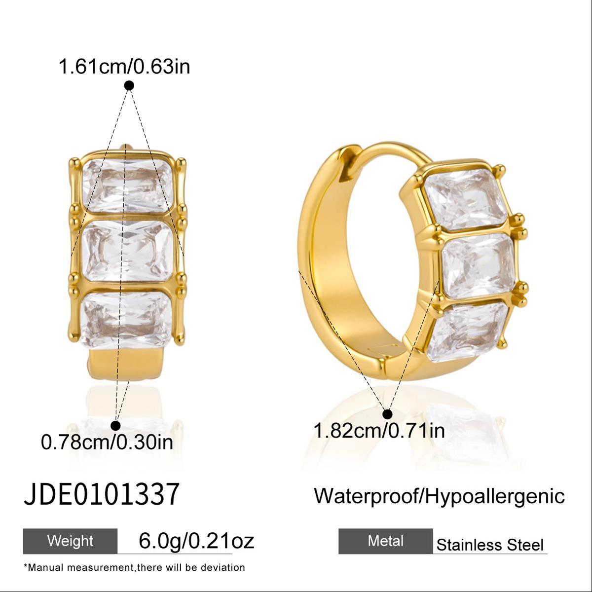 Luxury Zircon Stainless Steel Hoops Earrings for Women New 18K Gold PVD Plated Trendy Party Wedding Charms Jewelry
Luxury Zircon Stainless Steel Hoops Earrings for Women New 18K Gold PVD Plated Trendy Party Wedding Charms Jewelry