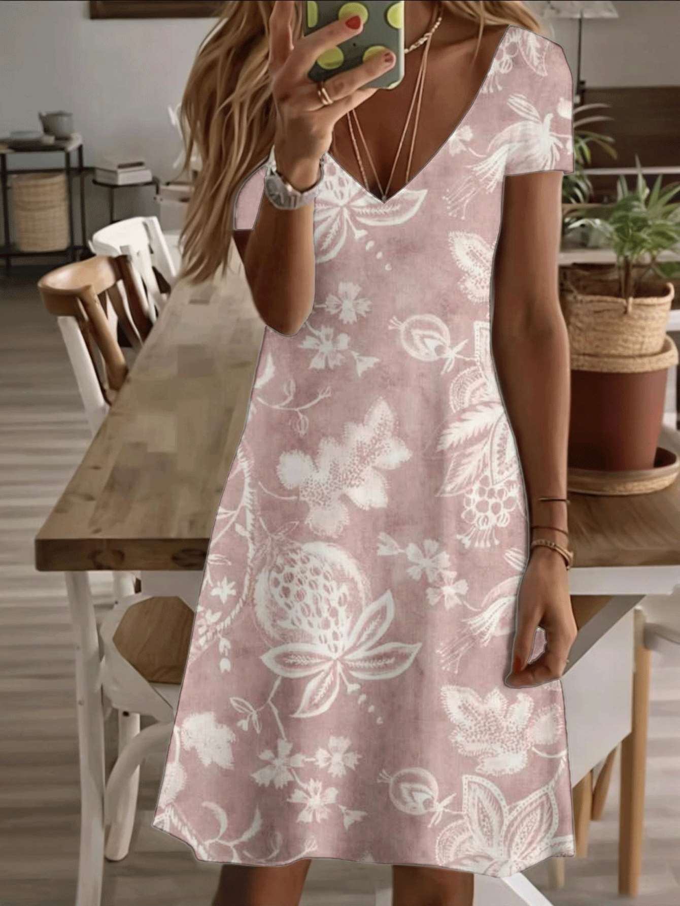 Vneck shortsleeve midi dress floral pattern pink summer women s dress elegant vintage blossom print 3D premium printing durable casual and stylish M дубильная кора
Vneck shortsleeve midi dress floral pattern pink summer women s dress elegant vintage blossom print 3D premium printing durable casual and stylish M дубильная кора